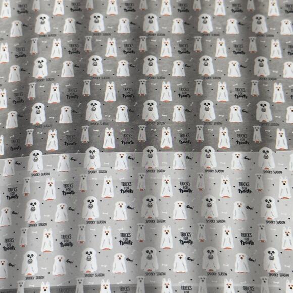 Halloween Ghost Dog Shower Curtains 72x72 Set of 2 Tricks for Treats New Spooky - Picture 9 of 9